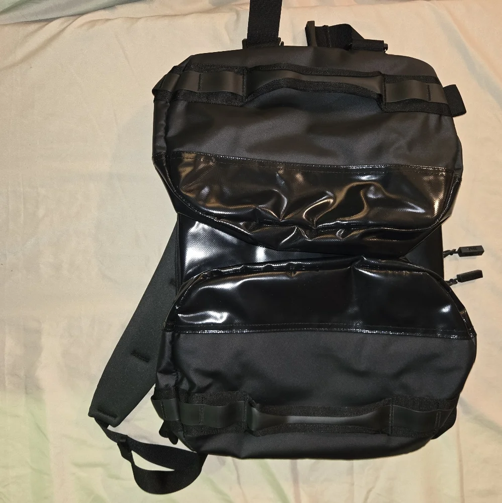 Black Gloss Trim Duffel Backpack - Unbranded